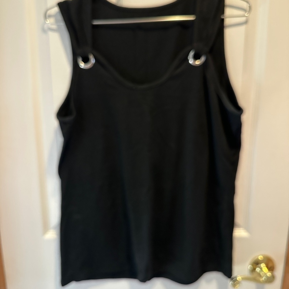 Black Sleeveless Top with Ring Accents